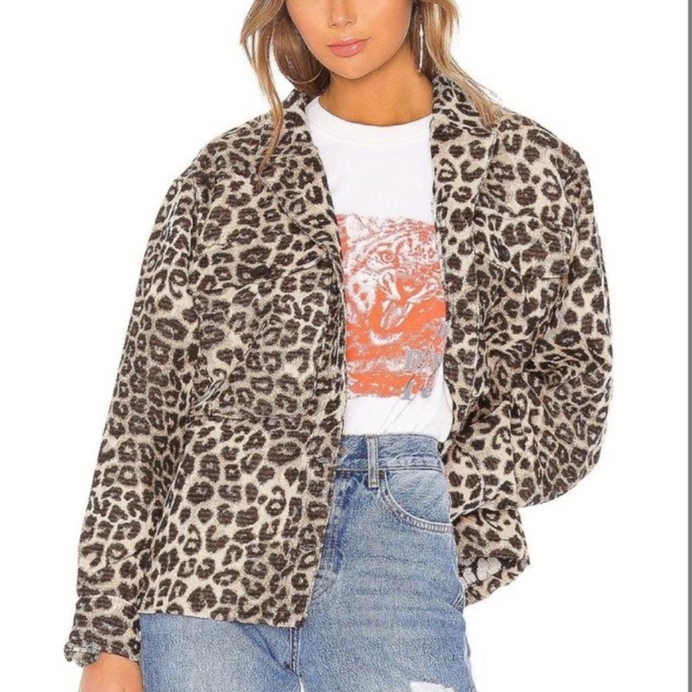 Anine Bing Flynn Leo Leopard Print Jacket XS | Flynn Utility Shirt Jacket Cotton - Picture 2 of 14